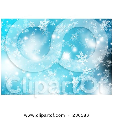 Royalty-Free (RF) Clipart Illustration of a Blue Snowflake Christmas Background - 3 by KJ Pargeter