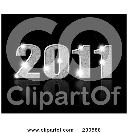 Royalty-Free (RF) Clipart Illustration of a Silver Sparkly 2011 On Black by KJ Pargeter