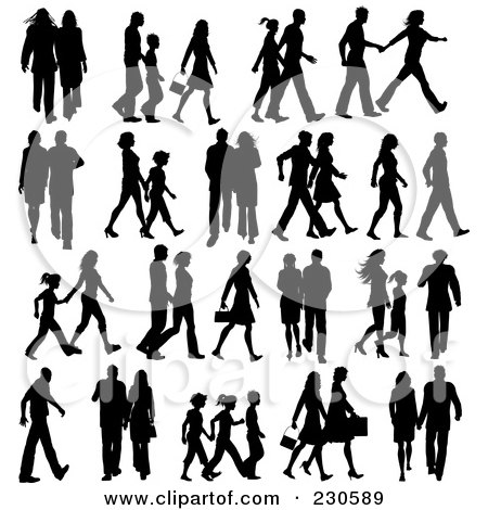 Royalty-Free (RF) Clipart Illustration of a Digital Collage Of Silhouetted People by KJ Pargeter