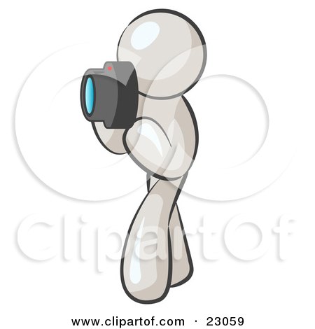 Clipart Illustration of a White Man Character Tourist Or Photographer Taking Pictures With A Camera by Leo Blanchette