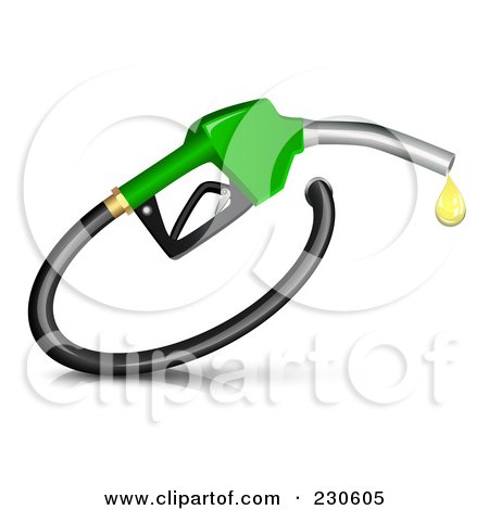 Royalty-Free (RF) Clipart Illustration of a Green Fuel Nozzle With A Droplet by Oligo