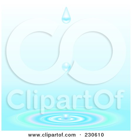 Royalty-Free (RF) Clipart Illustration of a Background Of Water Droplets Falling Over Ripples by elaineitalia