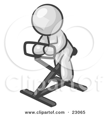 Clipart Illustration of a White Man Exercising On A Stationary Bicycle by Leo Blanchette