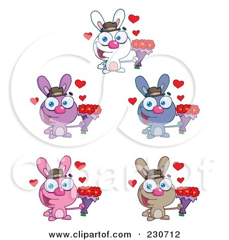 Royalty-Free (RF) Clipart Illustration of a Digital Collage Of Sweet Bunny Rabbits by Hit Toon