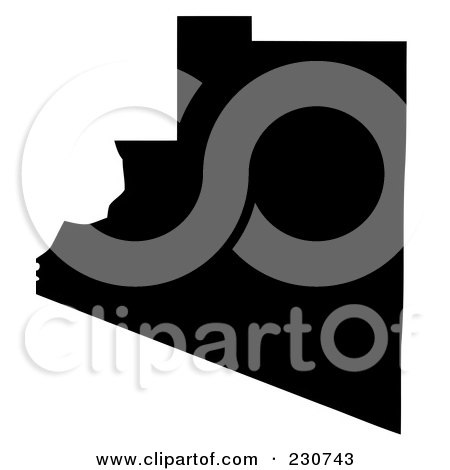 Royalty-Free (RF) Clipart Illustration of a Black Silhouette Of Yuma County, Arizona, United States by Jamers