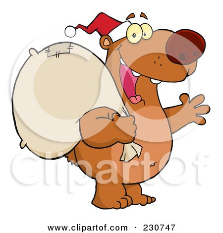Royalty-Free (RF) Clipart Illustration of a Christmas Santa Bear - 1 by Hit Toon