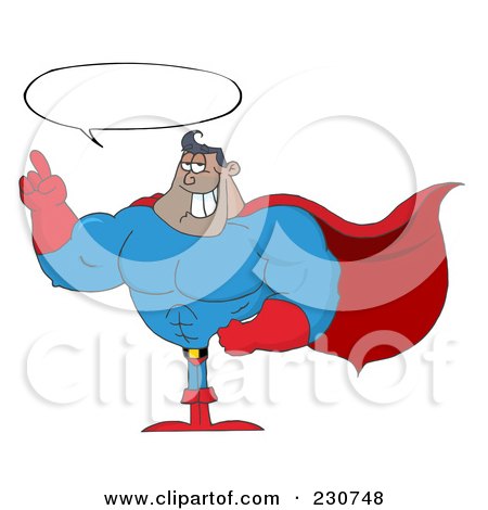 Royalty-Free (RF) Clipart Illustration of a Black Super Hero Man Gesturing - 2 by Hit Toon
