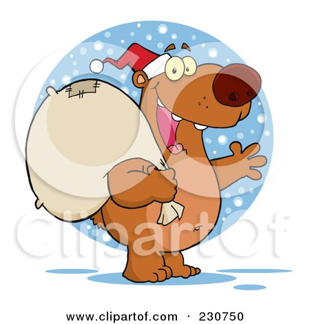 Royalty-Free (RF) Clipart Illustration of a Christmas Santa Bear - 3 by Hit Toon