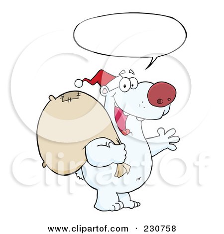 Royalty-Free (RF) Clipart Illustration of a Christmas Santa Polar Bear - 3 by Hit Toon