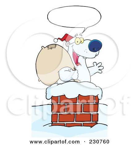 Royalty-Free (RF) Clipart Illustration of a Christmas Santa Polar Bear In A Chimney - 2 by Hit Toon