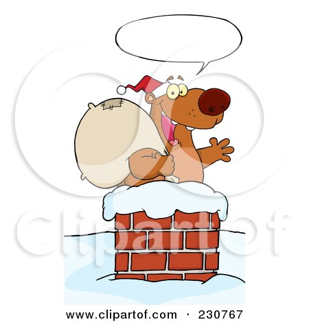 Royalty-Free (RF) Clipart Illustration of a Christmas Santa Bear In A Chimney - 2 by Hit Toon