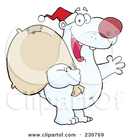Royalty-Free (RF) Clipart Illustration of a Christmas Santa Polar Bear - 1 by Hit Toon