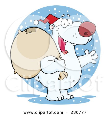 Royalty-Free (RF) Clipart Illustration of a Christmas Santa Polar Bear - 2 by Hit Toon