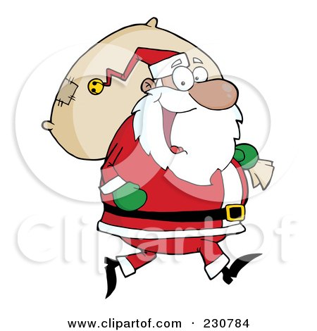 Royalty-Free (RF) Clipart Illustration of a Black Santa Clause Carrying A Sack by Hit Toon