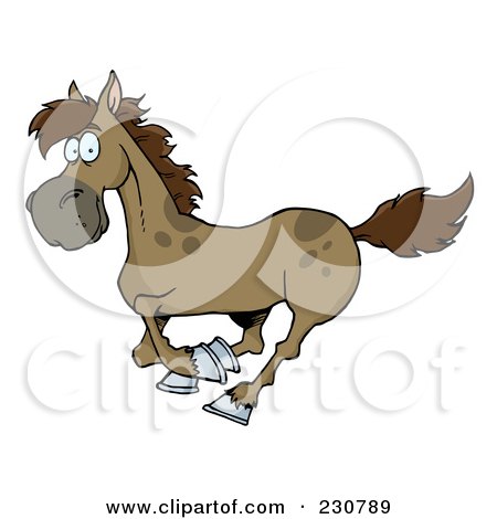 Royalty-Free (RF) Clipart Illustration of a Happy Brown Running Horse by Hit Toon