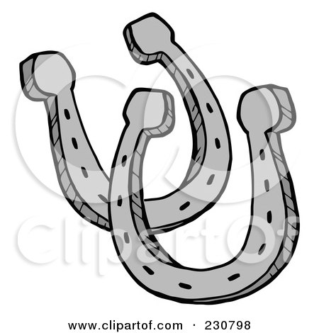 Royalty-Free (RF) Clipart Illustration of Two Metal Horseshoes by Hit Toon