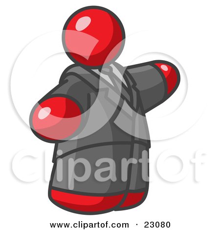 Clipart Illustration of a Big Red Business Man in a Suit and Tie by Leo Blanchette