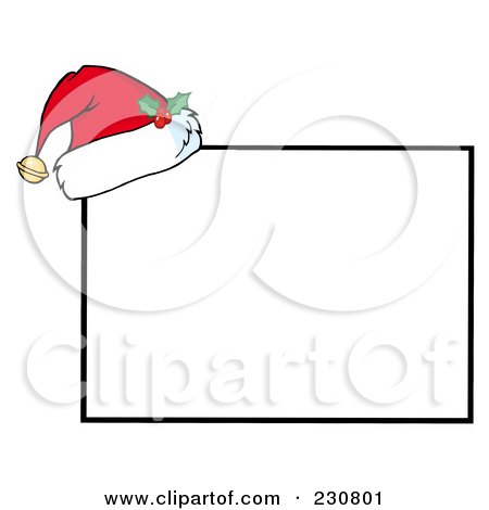 Royalty-Free (RF) Clipart Illustration of a Santa Hat Resting On A Rectangular Sign by Hit Toon
