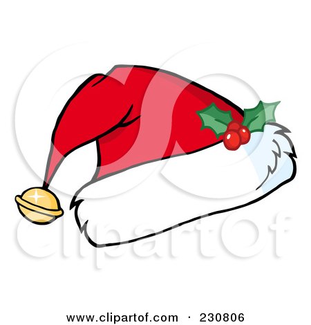 Royalty-Free (RF) Clipart Illustration of a Shiny Bell And Holly On A Santa Hat by Hit Toon