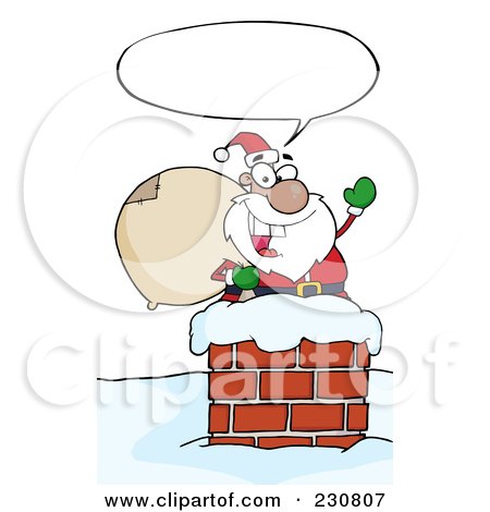 Royalty-Free (RF) Clipart Illustration of a Black Santa In A Chimney And Waving - 2 by Hit Toon