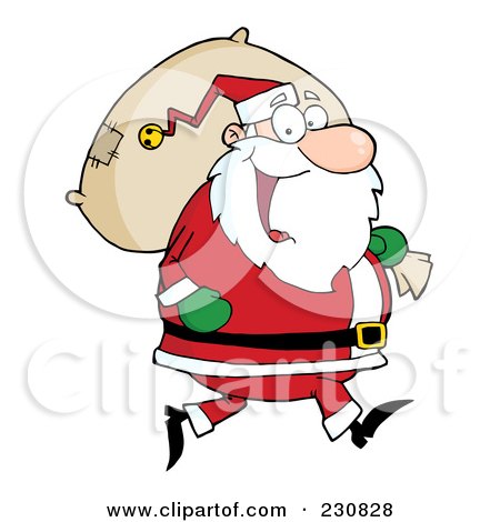 Royalty-Free (RF) Clipart Illustration of a Caucasian Santa Clause Carrying A Sack by Hit Toon