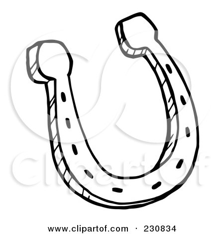 Royalty-Free (RF) Clipart Illustration of a Coloring Page Outline Of A Single Metal Horseshoe by Hit Toon