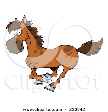 Royalty-Free (RF) Clipart Illustration of a Happy Brown Galloping Horse by Hit Toon