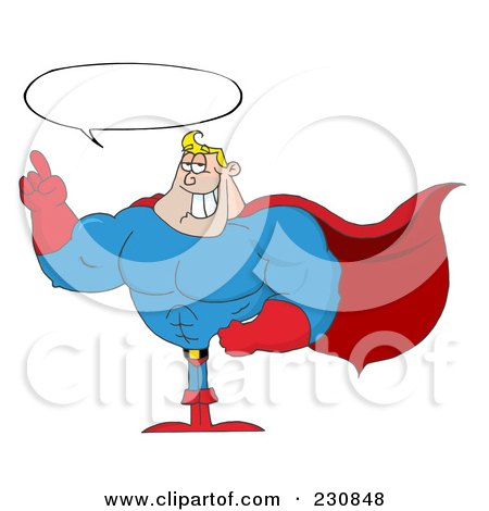 Royalty-Free (RF) Clipart Illustration of a Caucasian Super Hero Man Gesturing - 2 by Hit Toon