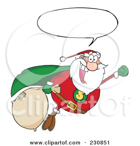 Royalty-Free (RF) Clipart Illustration of a Santa Super Hero Flying - 2 by Hit Toon