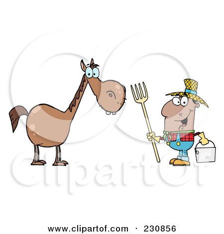Royalty-Free (RF) Clipart Illustration of a Happy Black Farmer By A Horse by Hit Toon
