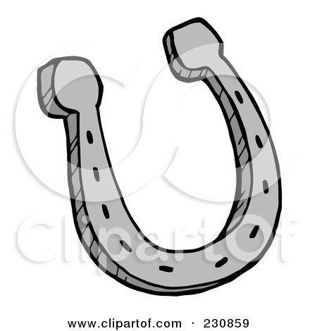 Royalty-Free (RF) Clipart Illustration of a Single Metal Horseshoe by Hit Toon