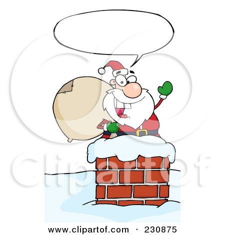 Royalty-Free (RF) Clipart Illustration of a Caucasian Santa In A Chimney And Waving - 2 by Hit Toon