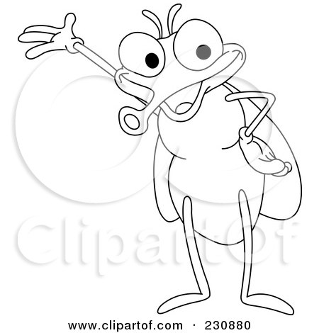 Royalty-Free (RF) Clipart Illustration of a Coloring Page Outline Of A Happy Fly by yayayoyo