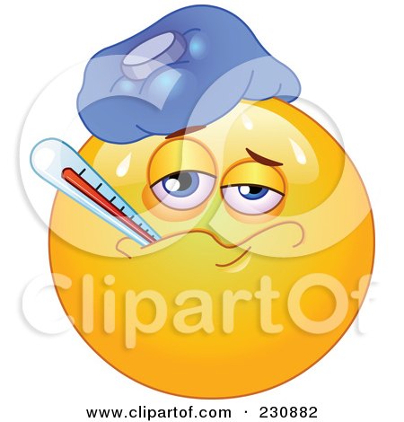Royalty-Free (RF) Clipart Illustration of a Yellow Emoticon Sick With A Fever by yayayoyo