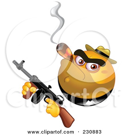 Royalty-Free (RF) Clipart Illustration of a Yellow Emoticon Gangster by yayayoyo