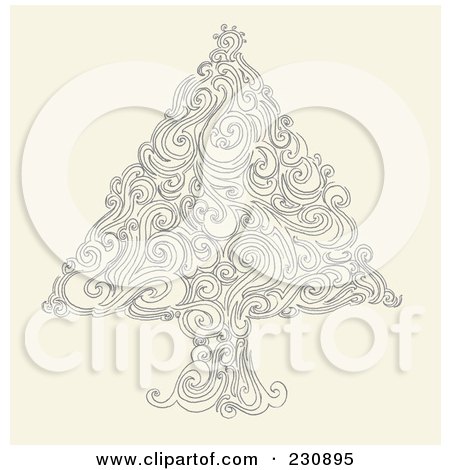 Royalty-Free (RF) Clipart Illustration of a Doodled Swirl Christmas Tree by yayayoyo