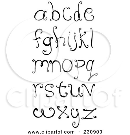 Royalty-Free (RF) Clipart Illustration of a Digital Collage Of Black And White Decorative Lowercase Letters by yayayoyo