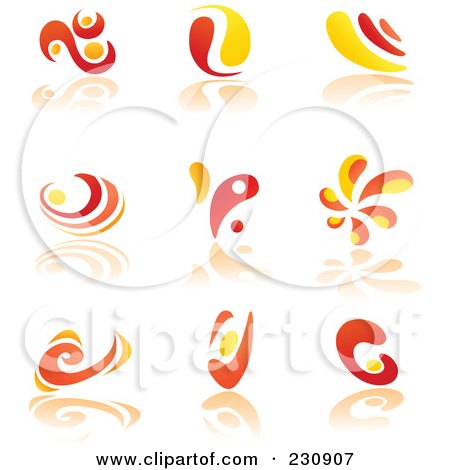 Royalty-Free (RF) Clipart Illustration of a Digital Collage Of Orange And Yellow Logo Icons by yayayoyo