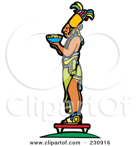 Royalty-Free (RF) Clipart Illustration of a Mayan King Holding An Offering - 2 by xunantunich