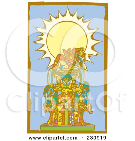 Royalty-Free (RF) Clipart Illustration of a Mayan King Reclined - 2 by xunantunich