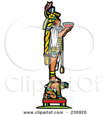 Royalty-Free (RF) Clipart Illustration of a Mayan King Holding An Offering - 1 by xunantunich