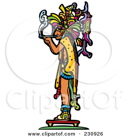 Royalty-Free (RF) Clipart Illustration of a Mayan King Smoking - 1 by xunantunich