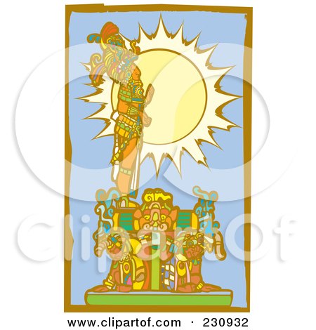 Royalty-Free (RF) Clipart Illustration of a Mayan King Standing In Profile - 3 by xunantunich