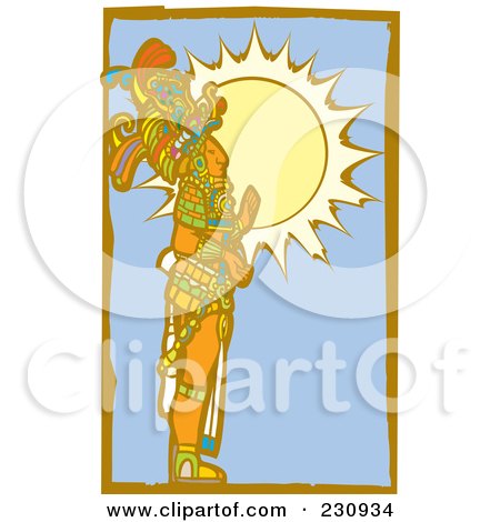 Royalty-Free (RF) Clipart Illustration of a Mayan King Standing In Profile - 2 by xunantunich