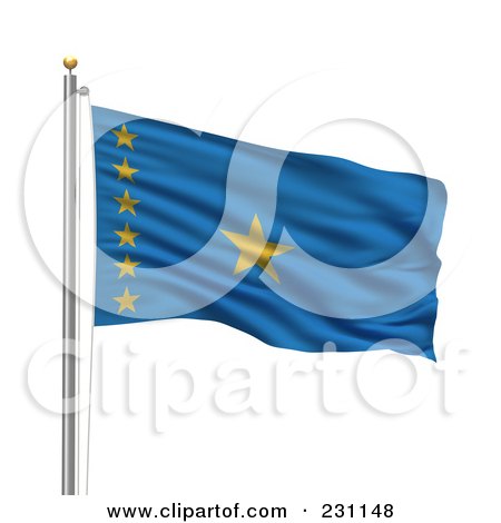 Royalty-Free (RF) Clipart Illustration of The Flag Of Republic of the Congo Waving On A Pole by stockillustrations