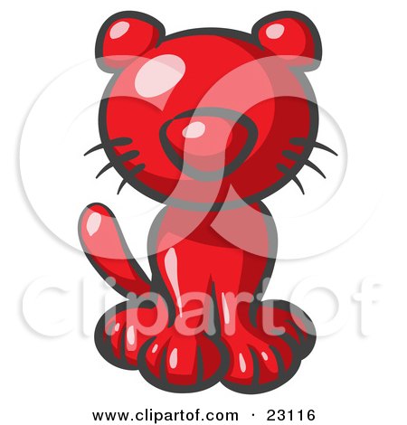 Clipart Illustration of a Cute Red Kitty Cat Looking Curiously at the Viewer by Leo Blanchette