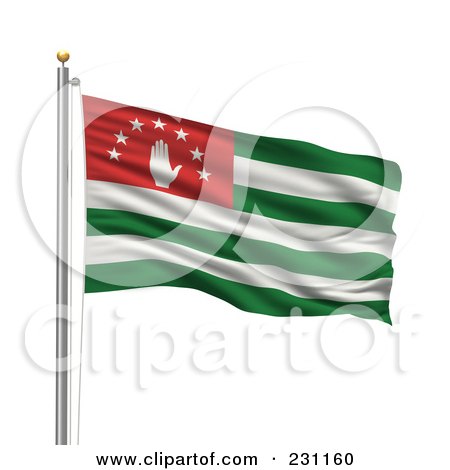 Royalty-Free (RF) Clipart Illustration of The Flag Of Abkhazia Waving On A Pole by stockillustrations