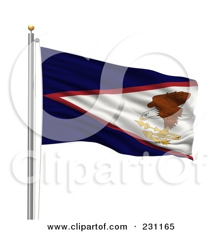 Royalty-Free (RF) Clipart Illustration of The America Samoa Flag Waving On A Pole by stockillustrations