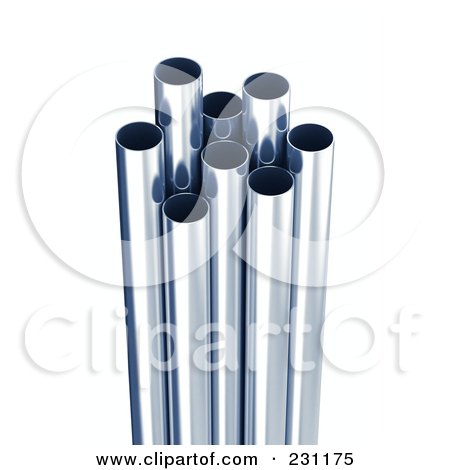Royalty-Free (RF) Clipart Illustration of 3d Blue Tinted Metal Pipes - 1 by stockillustrations