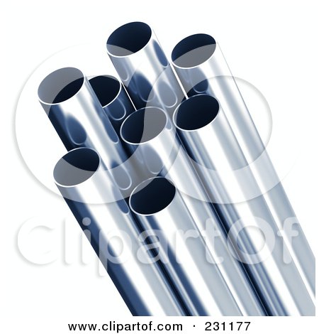 Royalty-Free (RF) Clipart Illustration of 3d Blue Tinted Metal Pipes - 1 by stockillustrations